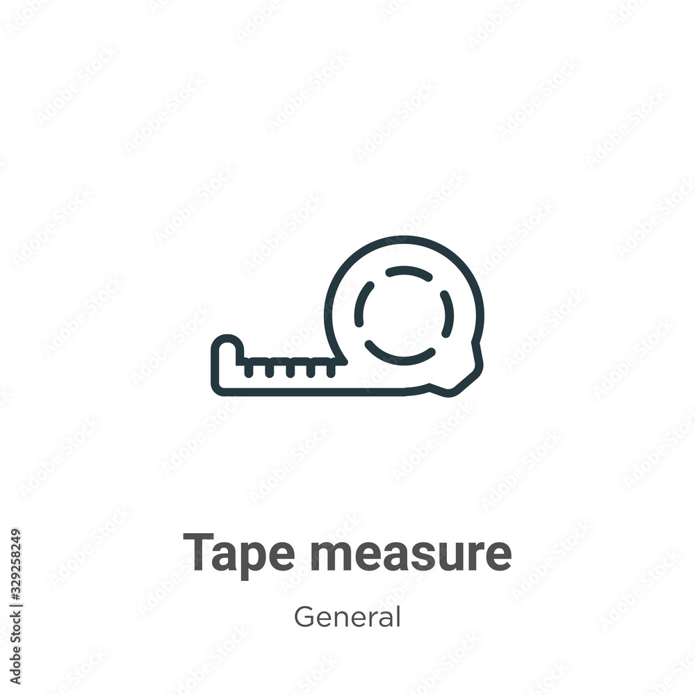 Poster tape measure outline vector icon. thin line black tape measure icon, flat vector simple element illu