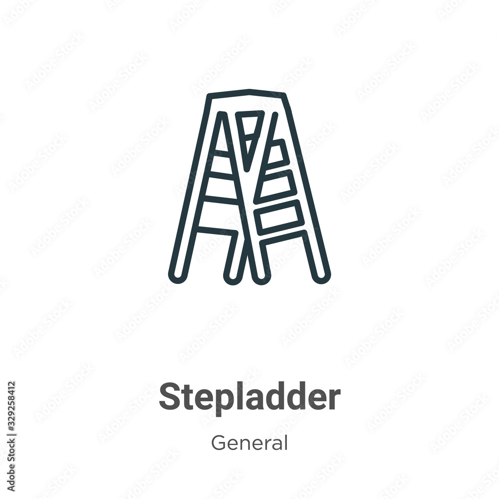 Poster stepladder outline vector icon. thin line black stepladder icon, flat vector simple element illustra