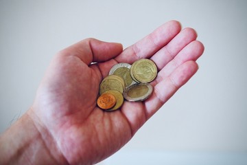 hand with coins