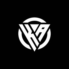 KA logo with triangle shape and circle rounded design template - obrazy, fototapety, plakaty