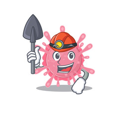 Cool miner worker of corona virus germ cartoon character design