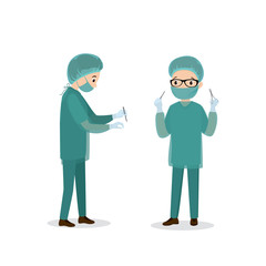 Surgeon male,two views-front and profile