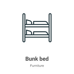 Bunk bed outline vector icon. Thin line black bunk bed icon, flat vector simple element illustration from editable furniture concept isolated stroke on white background