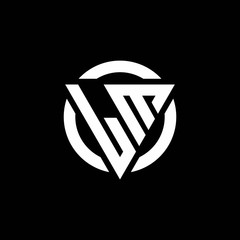 LM logo with triangle shape and circle rounded design template