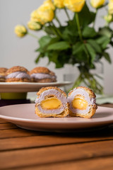 Choux cake dessert sweet lemon yellow