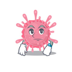 corona virus germ on waiting gesture mascot design style