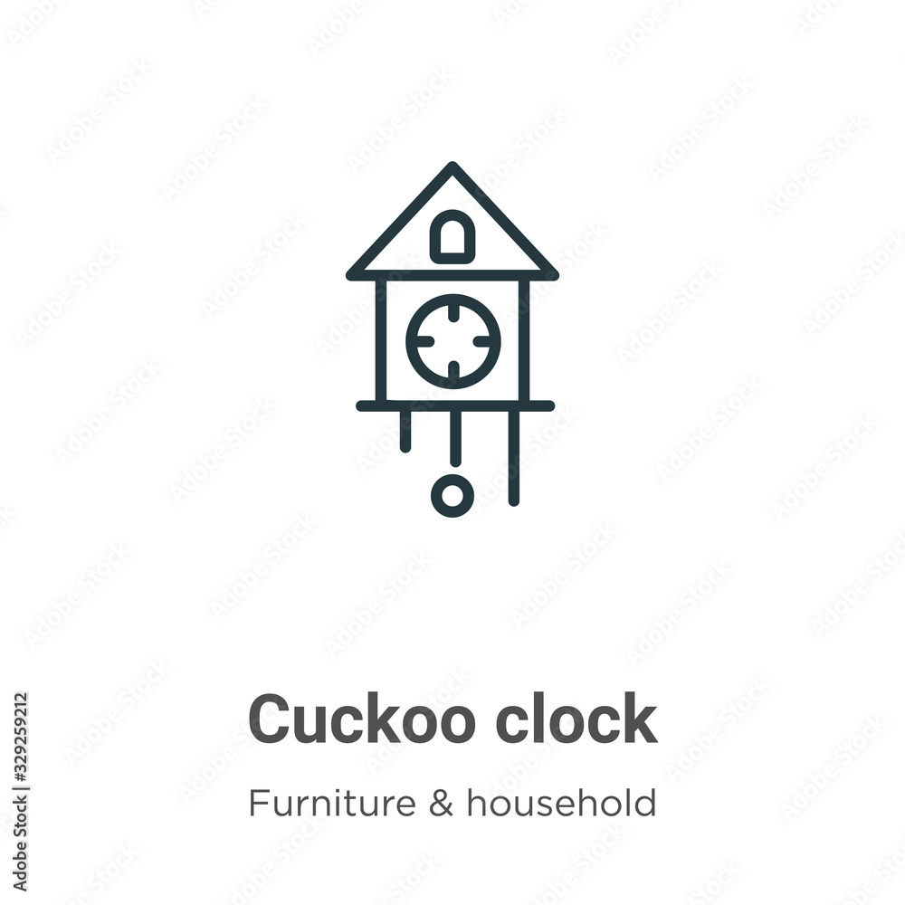 Poster cuckoo clock outline vector icon. thin line black cuckoo clock icon, flat vector simple element illu