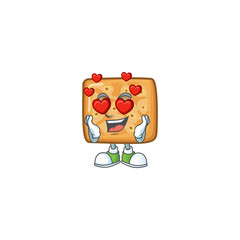 Romantic crackers cartoon character with a falling in love face