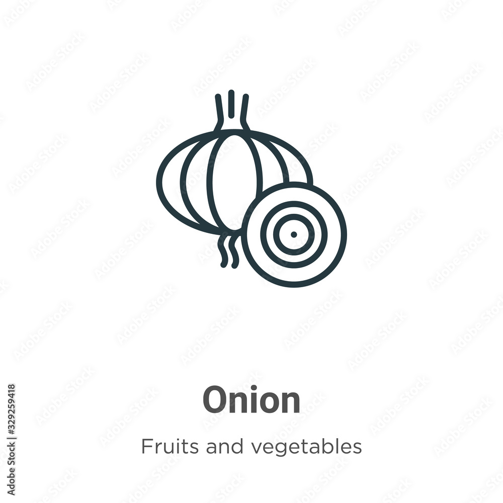 Poster onion outline vector icon. thin line black onion icon, flat vector simple element illustration from 