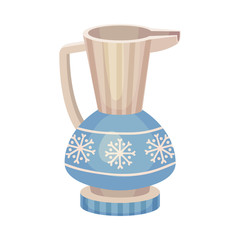 Ceramic Vessel or Container with Handle for Interior and Kitchen Use Vector Illustration