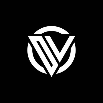OV logo with triangle shape and circle rounded design template