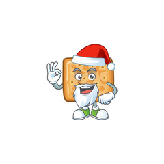 Crackers cartoon character of Santa showing ok finger