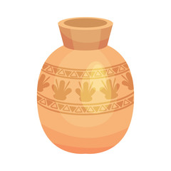 Ceramic Vessel or Vase with Design and Wide Neck Vector Illustration