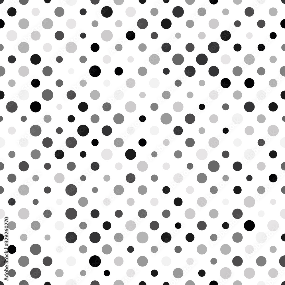Poster seamless polka dot pattern. grey dots in random sizes on white background. vector illustration