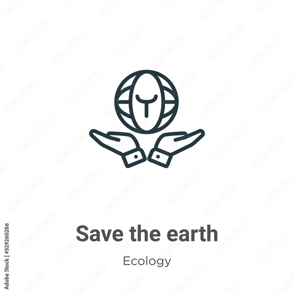 Aufkleber save the earth outline vector icon. thin line black save the earth icon, flat vector simple element 