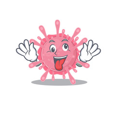 A picture of crazy face corona virus germ mascot design style
