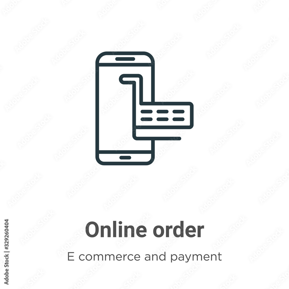 Poster online order outline vector icon. thin line black online order icon, flat vector simple element illu