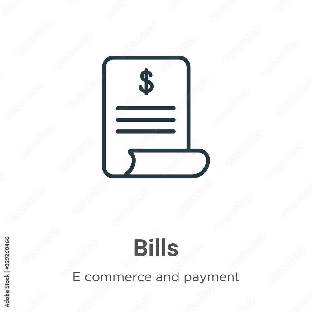 Poster bills outline vector icon. thin line black bills icon, flat vector simple element illustration from 