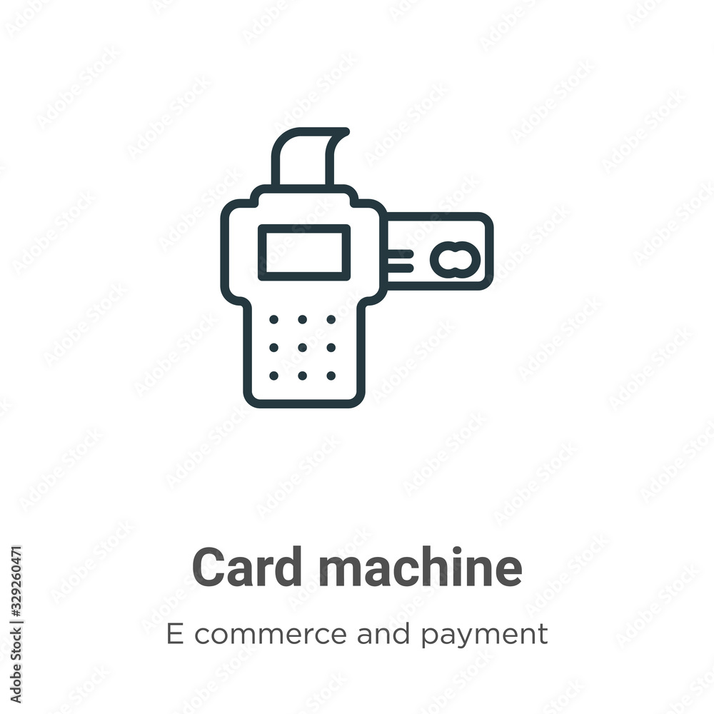 Poster card machine outline vector icon. thin line black card machine icon, flat vector simple element illu