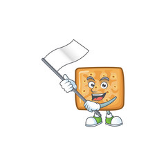 A patriotic crackers mascot character design holding standing flag