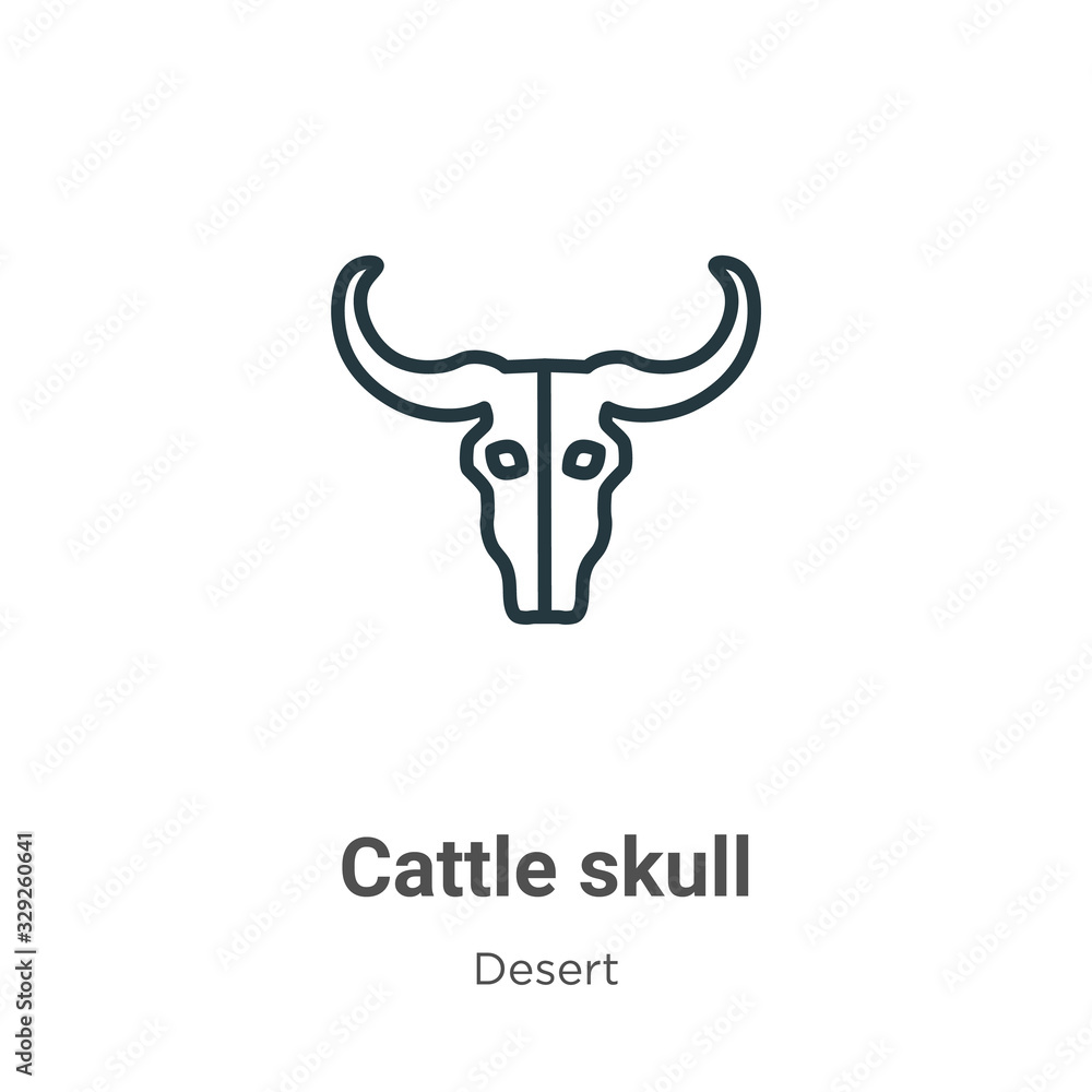Poster cattle skull outline vector icon. thin line black cattle skull icon, flat vector simple element illu