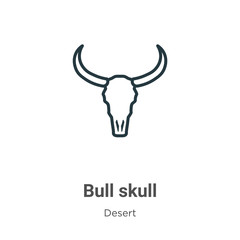 Bull skull outline vector icon. Thin line black bull skull icon, flat vector simple element illustration from editable wild west concept isolated stroke on white background