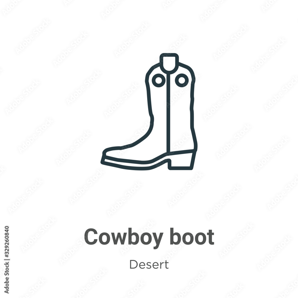 Poster cowboy boot outline vector icon. thin line black cowboy boot icon, flat vector simple element illust