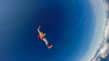Fototapeta na wymiar Looking. Extreme athletes conquer the sky. Height for skydiving. A sense of weightlessness and freedom