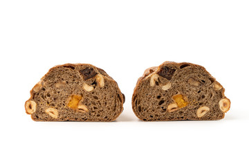 brown sliced bread on white backround