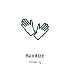 Fototapeta na wymiar Sanitize outline vector icon. Thin line black sanitize icon, flat vector simple element illustration from editable cleaning concept isolated stroke on white background