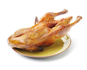 Peking Duck, China's most famous dish on white background
