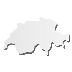 Switzerland - grey 3d-like silhouette map of country area with dropped shadow. Simple flat vector illustration