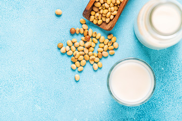 Soy milk and soy beans.