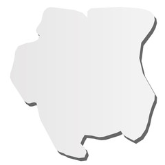 Surinam - grey 3d-like silhouette map of country area with dropped shadow. Simple flat vector illustration