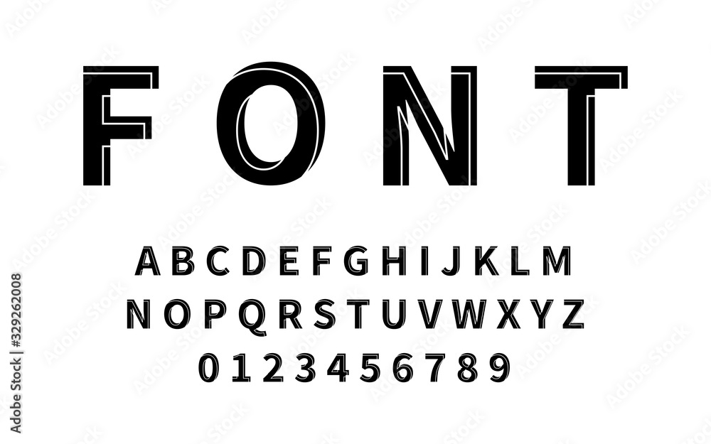 Fototapete font with letters and numbers. alphabet in latin. word font with letters and numbers in latin. vecto