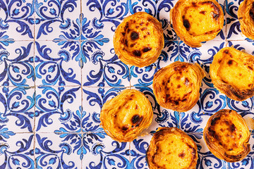 Egg tart, traditional Portuguese dessert, pastel de nata.
