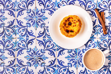 Egg tart, traditional Portuguese dessert, pastel de nata.