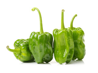 fresh green bell pepper (capsicum) on a white background