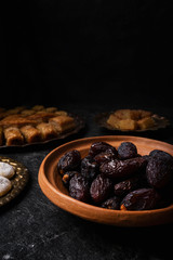 baklava and dates on tray