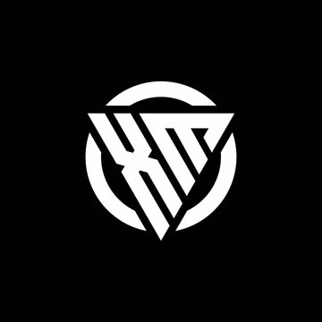 XM logo with triangle shape and circle rounded design template