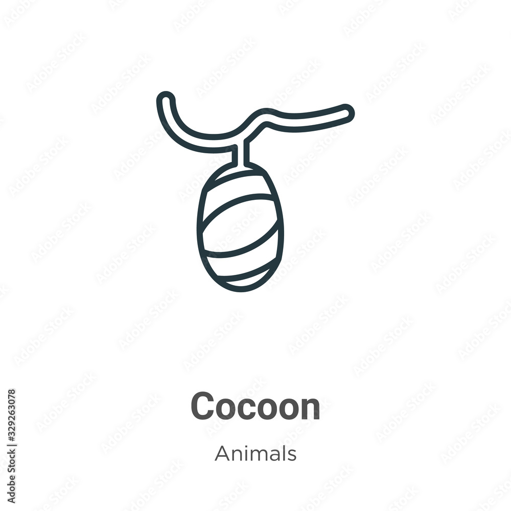 Poster cocoon outline vector icon. thin line black cocoon icon, flat vector simple element illustration fro