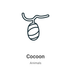 Cocoon outline vector icon. Thin line black cocoon icon, flat vector simple element illustration from editable animals concept isolated stroke on white background