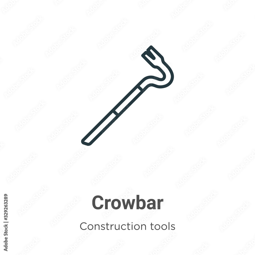 Poster crowbar outline vector icon. thin line black crowbar icon, flat vector simple element illustration f