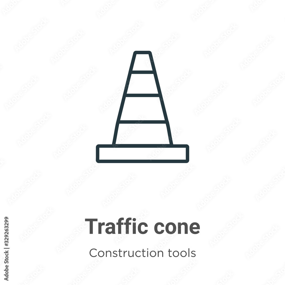 Poster traffic cone outline vector icon. thin line black traffic cone icon, flat vector simple element illu