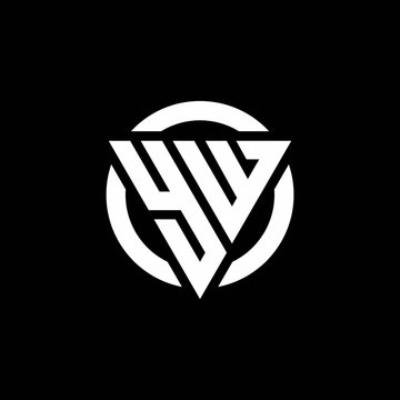 YW logo with triangle shape and circle rounded design template