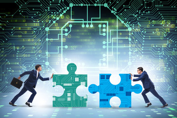 Digital transformation concept with jigsaw puzzle