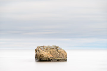 Rock at sea during long exposure, Sweden