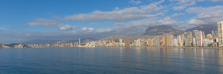 Obraz premium Benidorm Spain panoramic view of tourist town on Costa Blanca