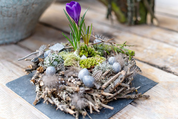 Ostergestecke, Tischdekoration, Landhausstil, Vintage