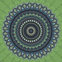 Round gradient mandala. mandala Illustration in green and pink colors. Mandala with floral patterns. Seamless pattern with a kaleidoscope